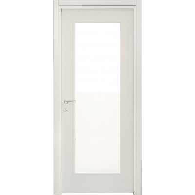 Porte interne Leon 660 liscia con vetro laccata bianca