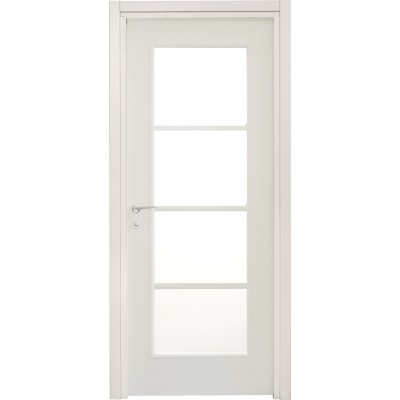 Porte interne Leon 664 liscia con vetro laccata bianca